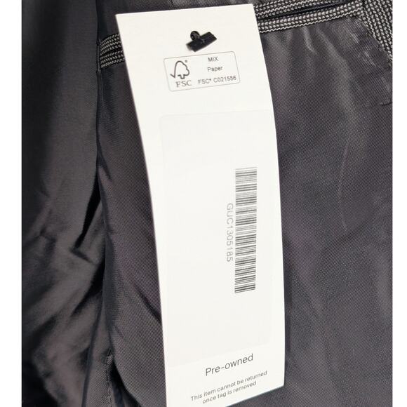 Gucci 48R Made in Italy Wool Blazer Gray Micro Check Triple Pocket Sport Coat - Picture 6 of 9